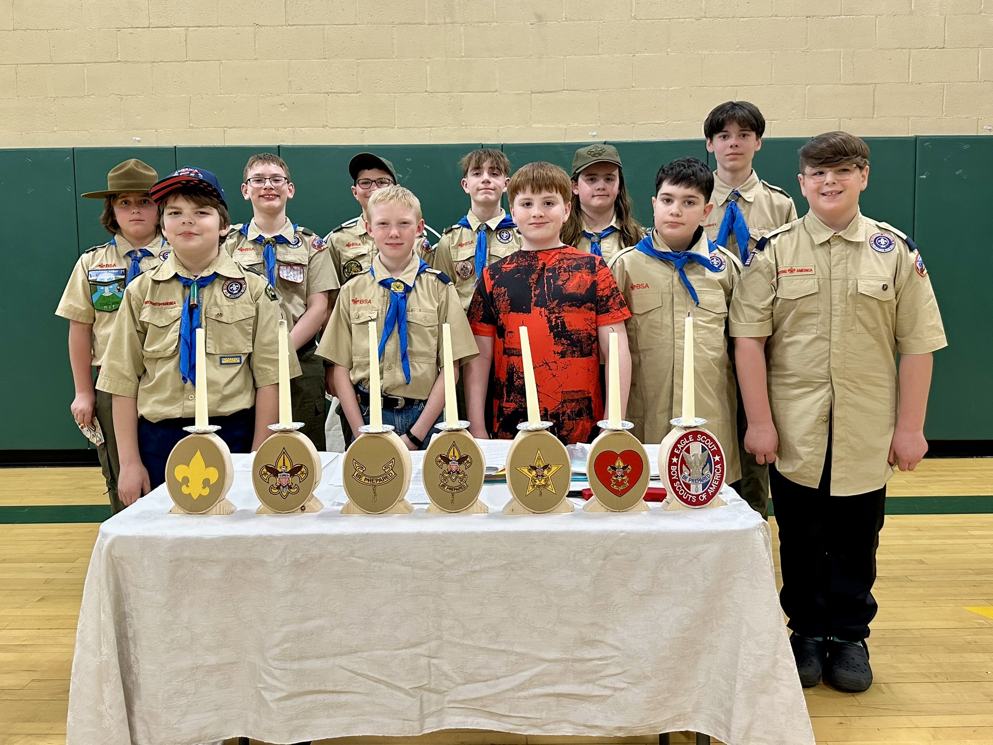 Troop 54 Scouts and leaders in full uniform - April 2026 group photo